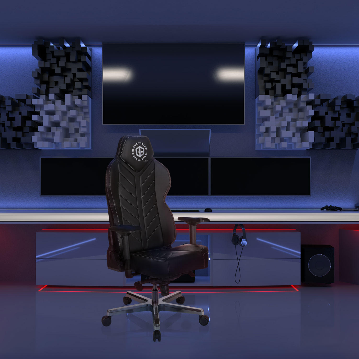 GAMING STOL umetna masa, tekstil črna - črna/bela, Moderno, kovina/umetna masa (70/139/58cm) - MID.YOU