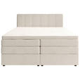 BOXSPRINGBETT 140/200 cm,  in Creme, gepolstertes Kopfteil, Bettkasten, Topper, Matratzen, H2 + H3 = mittel + fest  - Creme/Schwarz, KONVENTIONELL, Kunststoff/Textil (140/200cm) - Esposa