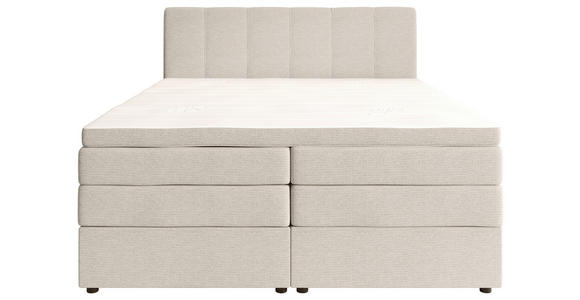 BOXSPRINGBETT 140/200 cm,  in Creme, gepolstertes Kopfteil, Bettkasten, Topper, Matratzen, H2 + H3 = mittel + fest  - Creme/Schwarz, KONVENTIONELL, Kunststoff/Textil (140/200cm) - Esposa