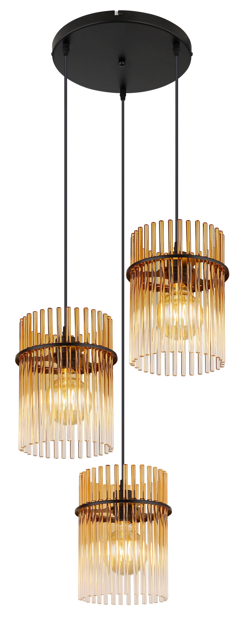 HÄNGELEUCHTE 47/140 cm  - Klar/Bernsteinfarben, Basics, Glas/Kunststoff (47/140cm) - Globo
