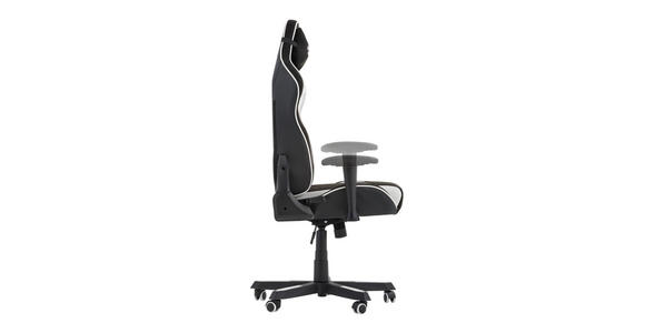 GAMINGSTUHL in Lederlook, Mikrofaser Schwarz, Weiß - Schwarz/Weiß, Design, Kunststoff/Textil (72/128-138/72cm) - Xora