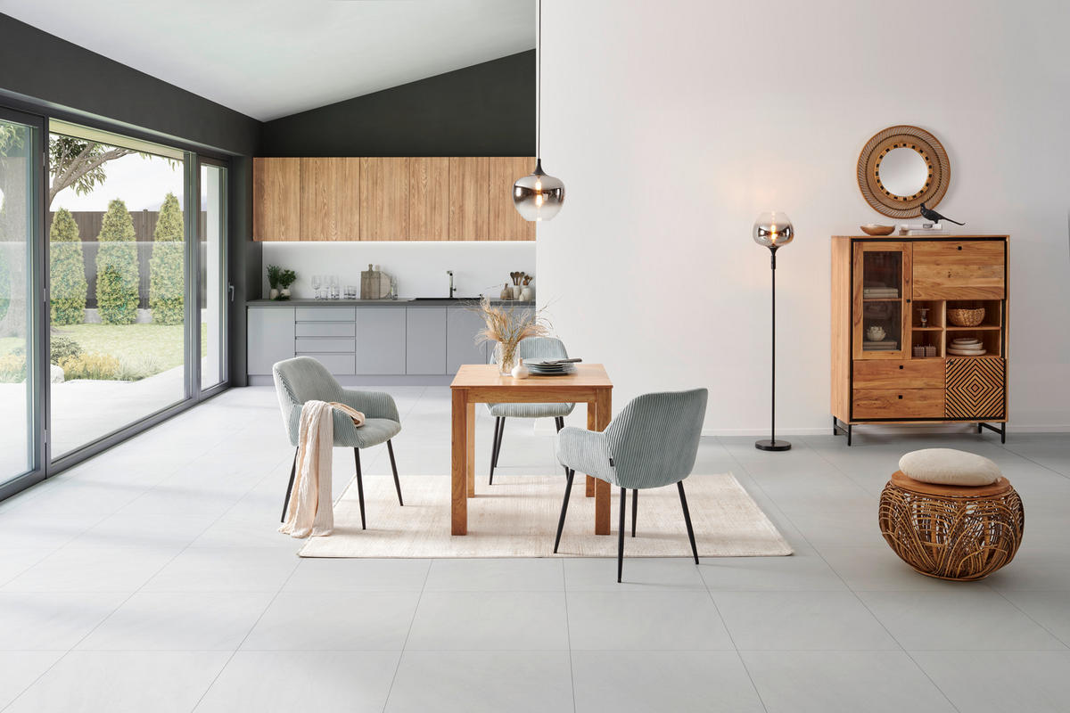 ESSTISCH in Holz, Metall   - Akaziefarben, KONVENTIONELL, Holz/Metall (80/76/80cm) - MID.YOU