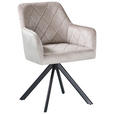 ARMLEHNSTUHL  Stoffauswahl, Sitzfläche 360° drehbar Samt  - Beige/Schwarz, Design, Textil/Metall (60/87/58cm) - Carryhome