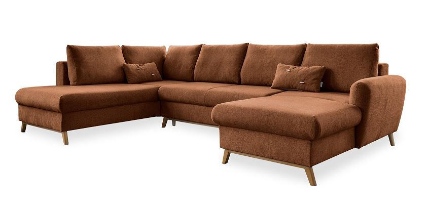 SOFFA i chenille terrakotta  - terrakotta/naturfärgad, trä/textil (202/312/157cm) - MID.YOU