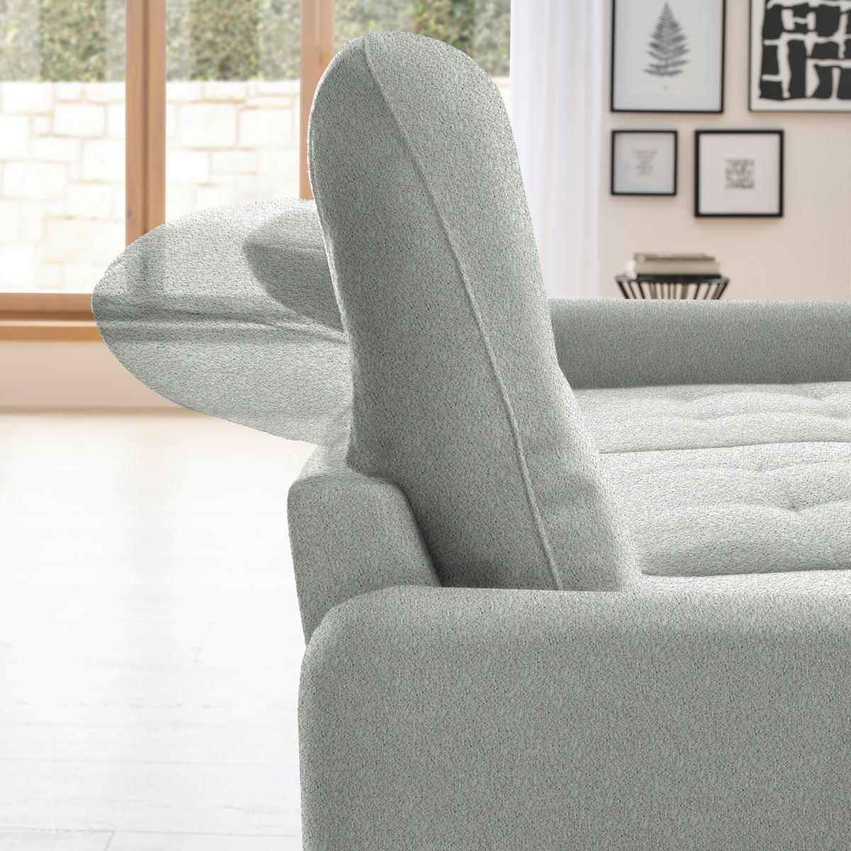 ECKSOFA Silberfarben Chenille  - Silberfarben/Schwarz, KONVENTIONELL, Textil/Metall (254/190cm) - Livetastic