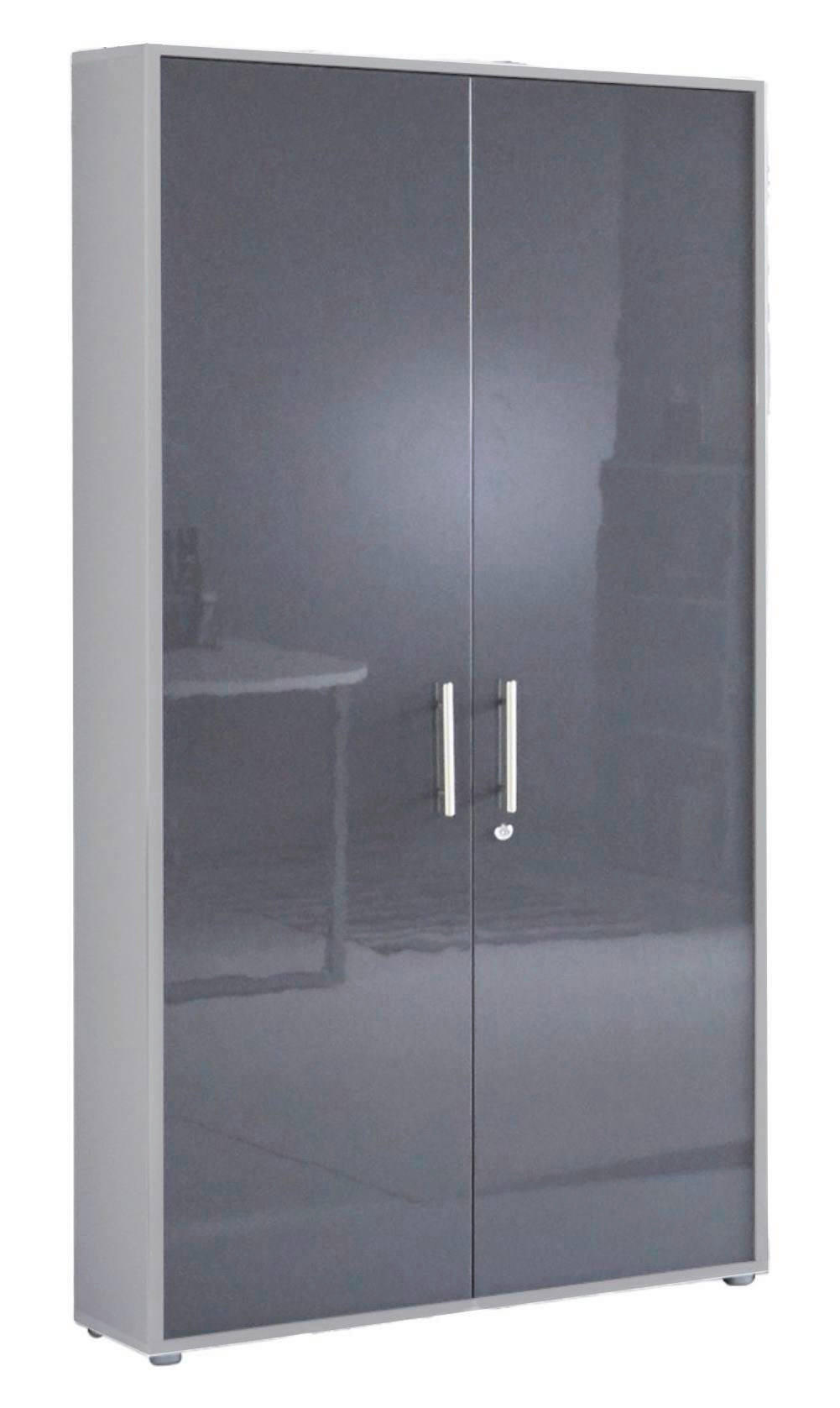 Mid.you Aktenschrank Grau, Anthrazit Hochglanz 84.4x185.6x33 cm