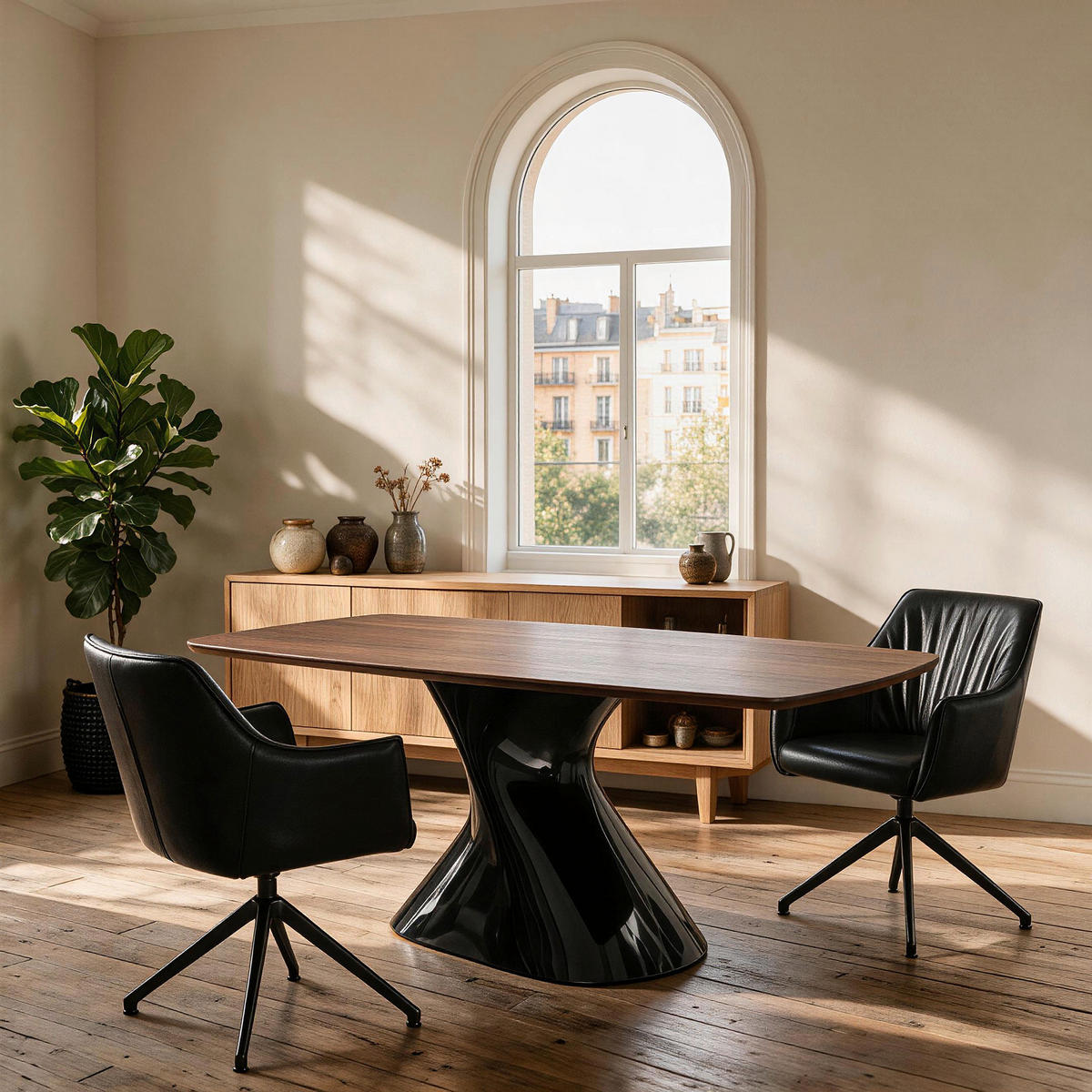ESSTISCH 200/100/76 cm Echtholz, Nachbildung  Holz, Metall, Kunststoff, Holzwerkstoff rechteckig Schwarz, Walnussfarben  - Walnussfarben/Schwarz, Design, Holz/Holzwerkstoff (200/100/76cm) - Dieter Knoll