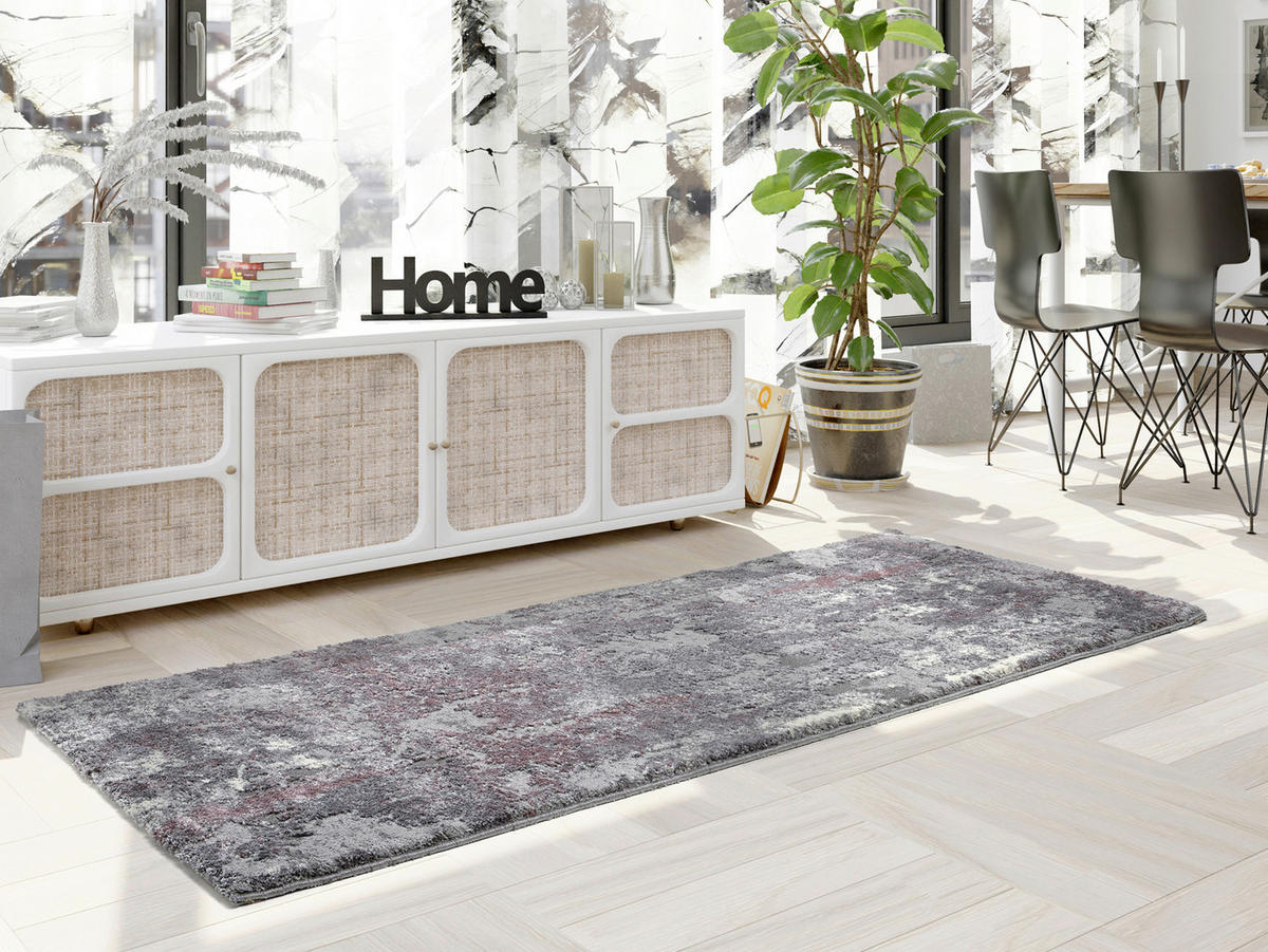 LÄUFER 80/300 cm Timeline Quantum  - Beige/Aubergine, Design, Textil (80/300cm) - Novel