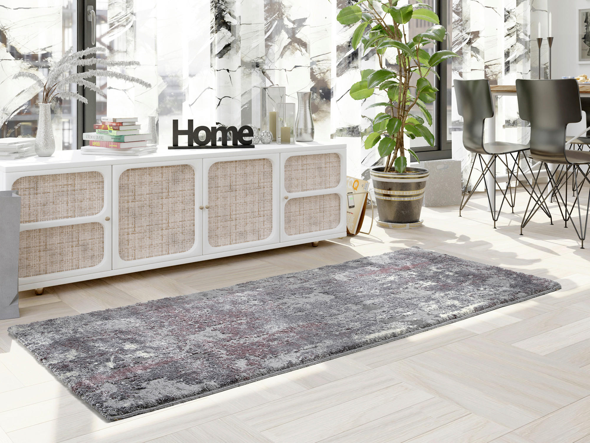 Thumbnail - Novel Läufer Timeline Quantum, Aubergine, Beige, Textil, Uni, rechteckig, 80x300 cm, in verschiedenen Größen erhältlich,...