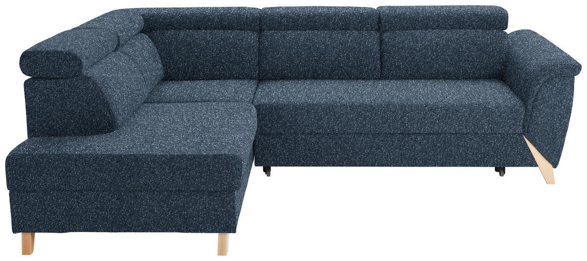 ECKSOFA in Bouclé Blau  200/265 cm  - Blau/Naturfarben, KONVENTIONELL, Holz/Textil (200/265cm) - Stylife