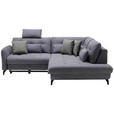 ECKSOFA in Flachgewebe, Leinenoptik Dunkelgrau  - Dunkelgrau/Schwarz, Design, Textil/Metall (247/208cm) - Xora