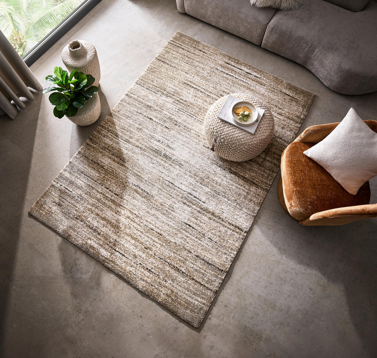 WEBTEPPICH Wohnzimmer 200/290 cm Woven Cosy Greige rechteckig  - Greige, Basics, Textil (200/290cm) - Novel
