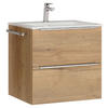 WASCHTISCHKOMBI 61 cm  - Edelstahlfarben/Eichefarben, MODERN, Holzwerkstoff/Stein (61cm) - Nobilia