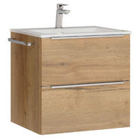 WASCHTISCHKOMBI 61 cm  - Edelstahlfarben/Eichefarben, MODERN, Holzwerkstoff/Stein (61cm) - Nobilia