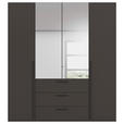 DREHTÜRENSCHRANK 201/223/61 cm,  in Graphitfarben, 4-türig  - Chromfarben/Schwarz, Basics, Glas/Holzwerkstoff (201/223/61cm) - Novel