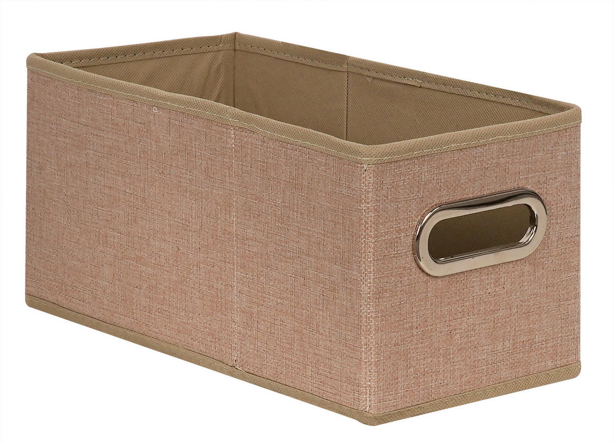 KOŠÍK DO REGÁLU, béžová - béžová, Basics, kartón/kov (31/15/15cm) - Homeware