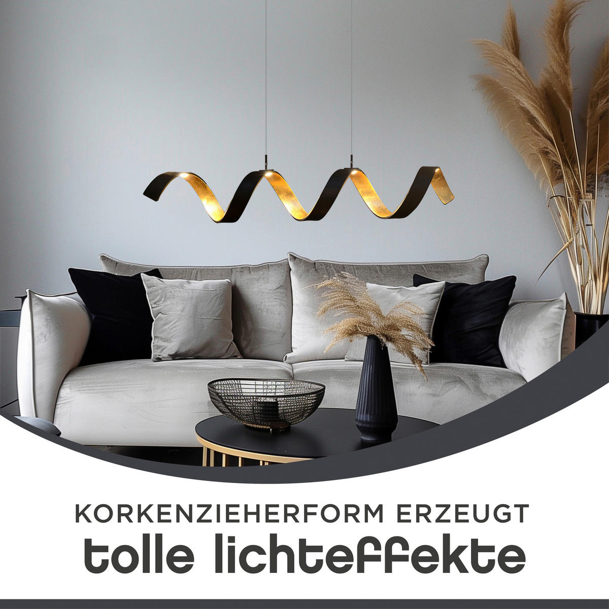 LED-HÄNGELEUCHTE 80/13,5/120 cm  - Goldfarben/Schwarz, Design, Metall (80/13,5/120cm)