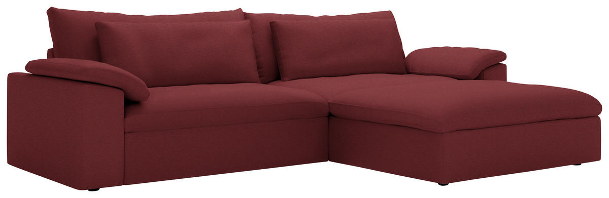 ECKSOFA  Chenille Bordeaux  - Bordeaux/Schwarz, Modern, Kunststoff/Textil (306/198cm) - Carryhome
