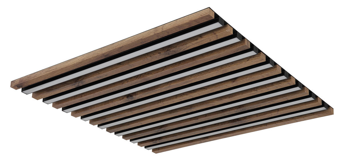 LED-DECKENLEUCHTE    60/60/6 cm  - Weiss/Dunkelbraun, Natur, Holzwerkstoff/Kunststoff (60/60/6cm) - Globo