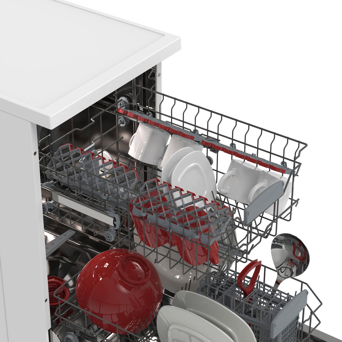 GESCHIRRSPÜLER QW-NS1DF47DW-DE  - Weiß, KONVENTIONELL, Kunststoff/Metall (44,8/85/59,8cm) - Sharp