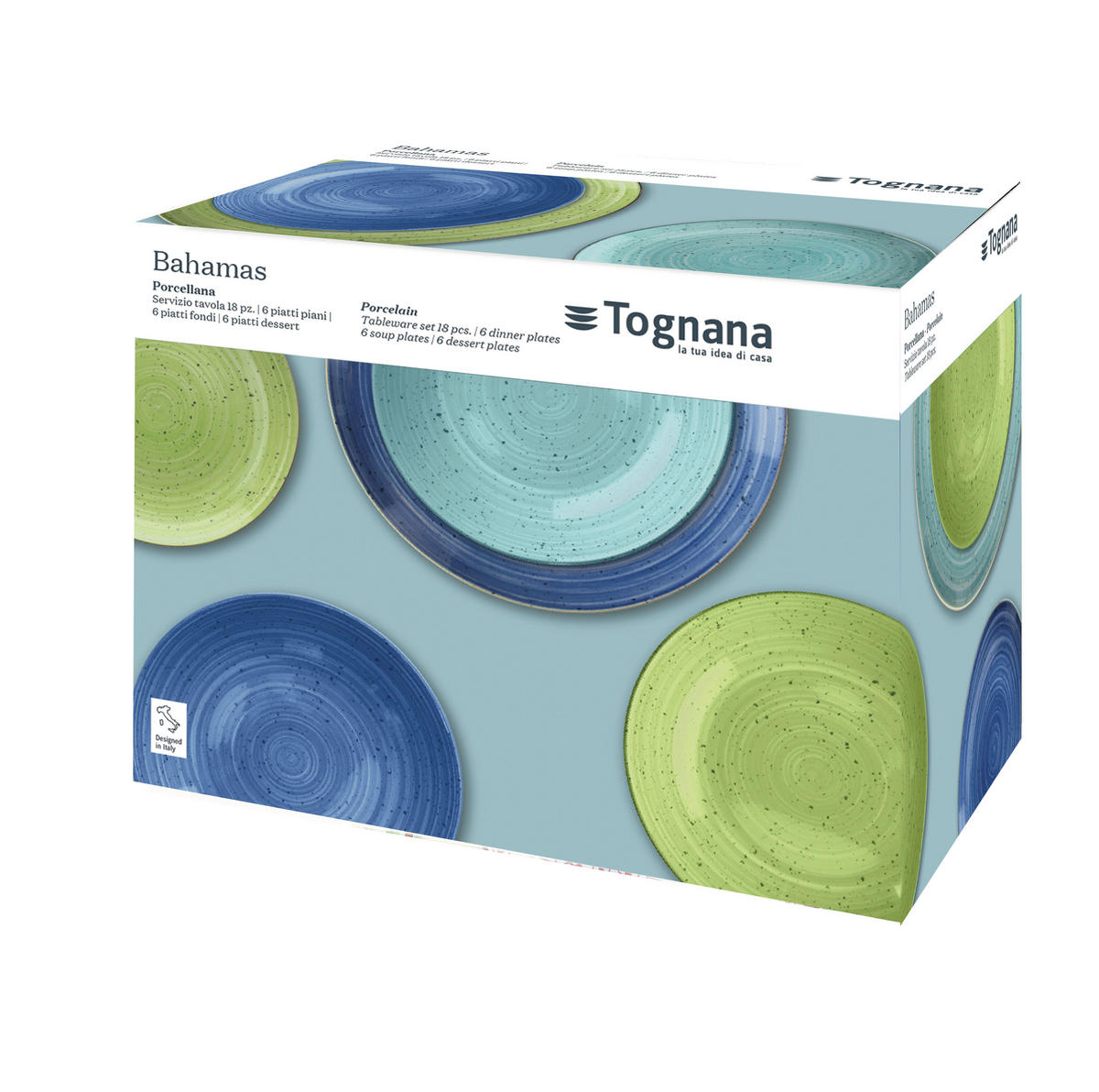 ASZTALI ÉTKÉSZLET 18 részes  - világoskék/világoszöld, Basics, kerámia (9.8kg)