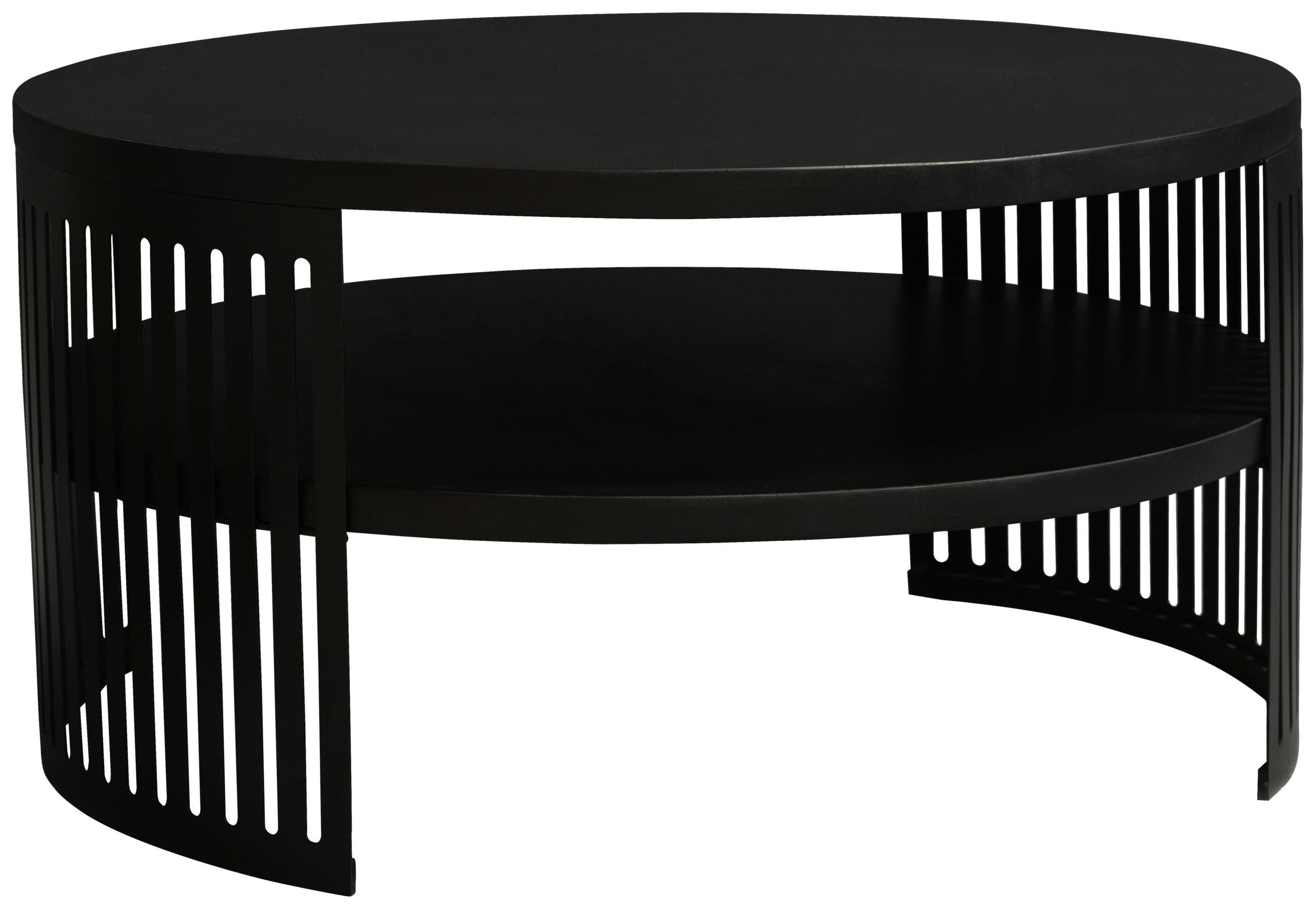 COUCHTISCH Mangoholz massiv 75/75/40 cm rund Schwarz  - Schwarz, Design, Holz/Metall (75/75/40cm) - Carryhome