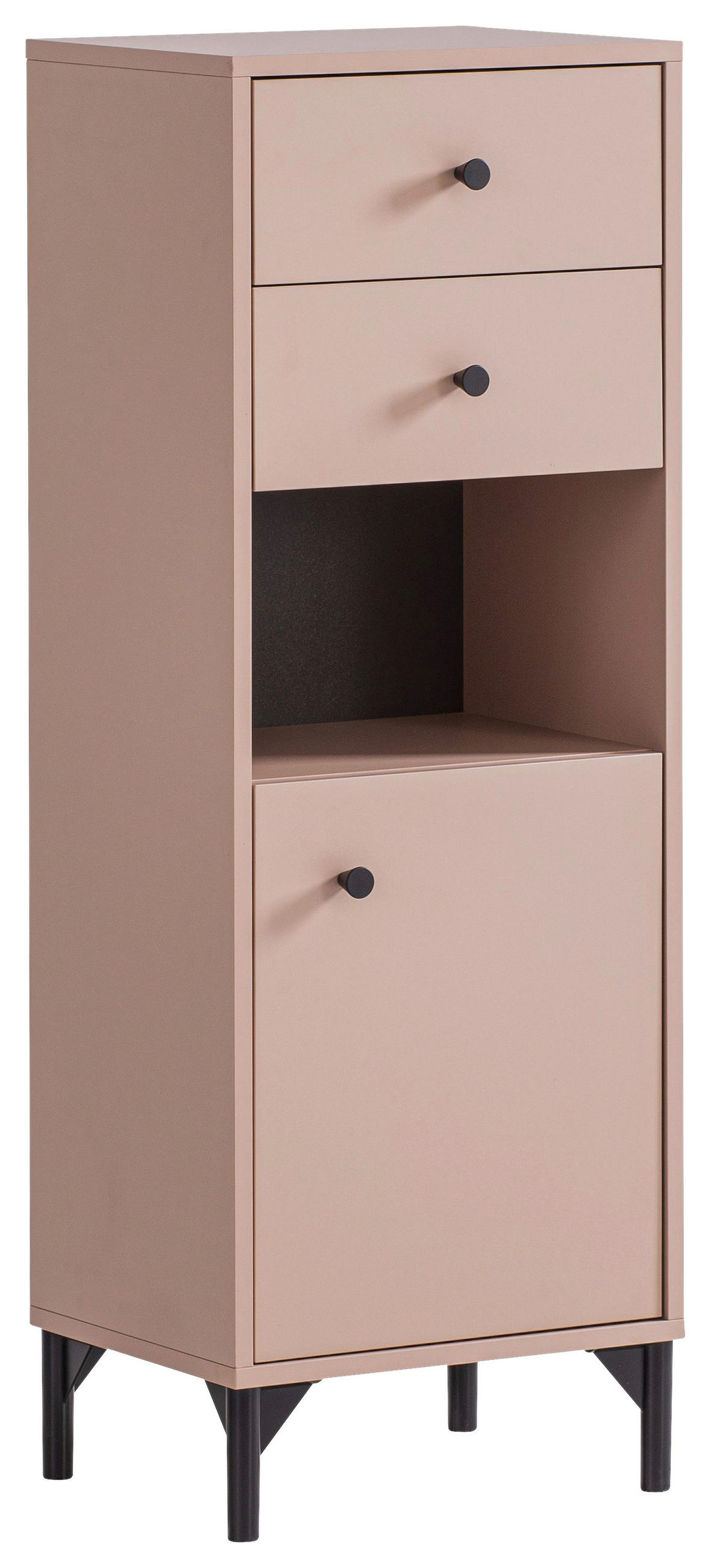 MIDISCHRANK 40,3/114,5/33,1 cm  - Schwarz/Altrosa, KONVENTIONELL, Holzwerkstoff/Kunststoff (40,3/114,5/33,1cm) - Stylife