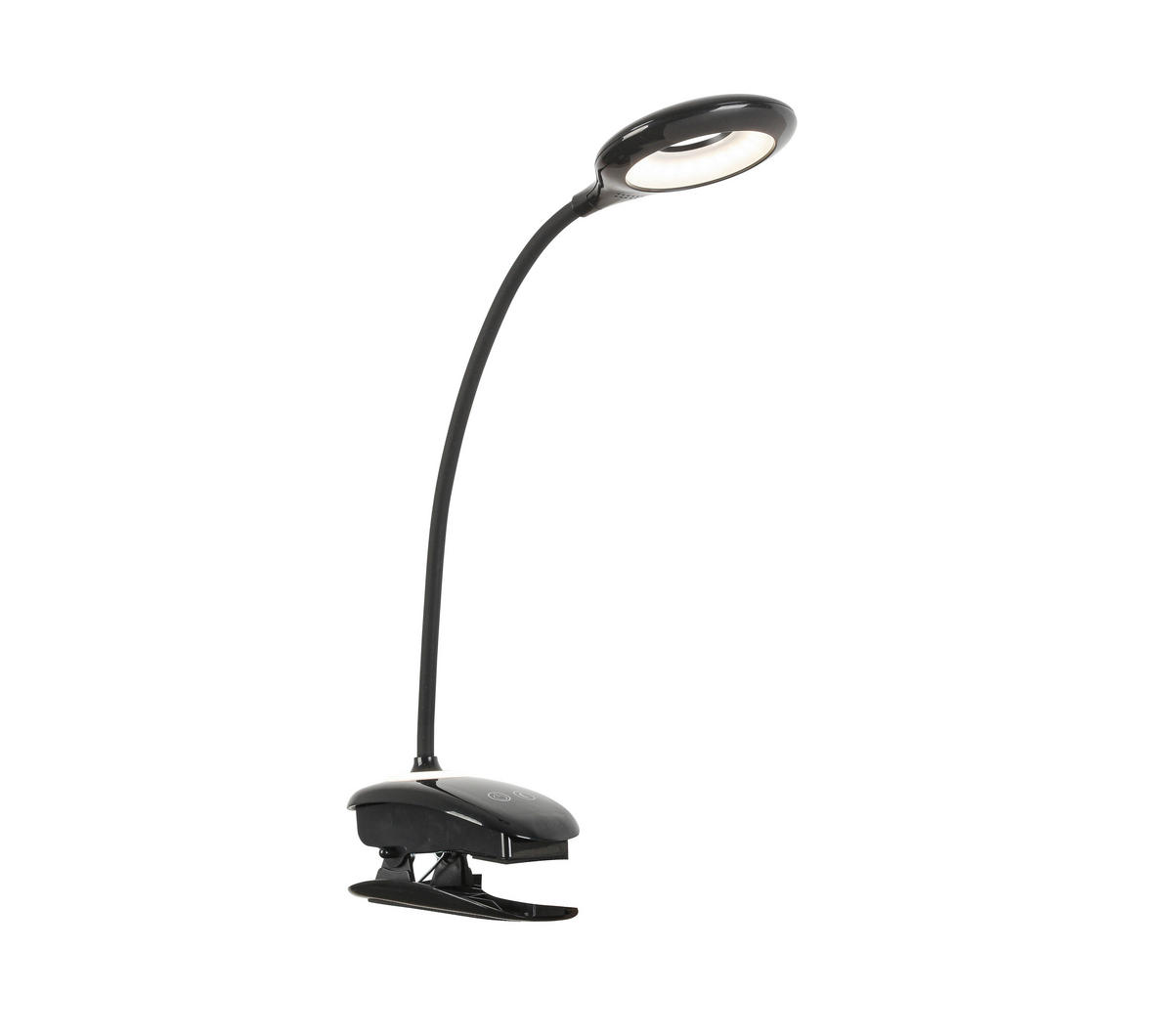 LED LAMPA SO ŠTIPCOM, dotykový stmievač, 42/11/12 cm - čierna, Basics, plast (42/11/12cm) - Boxxx