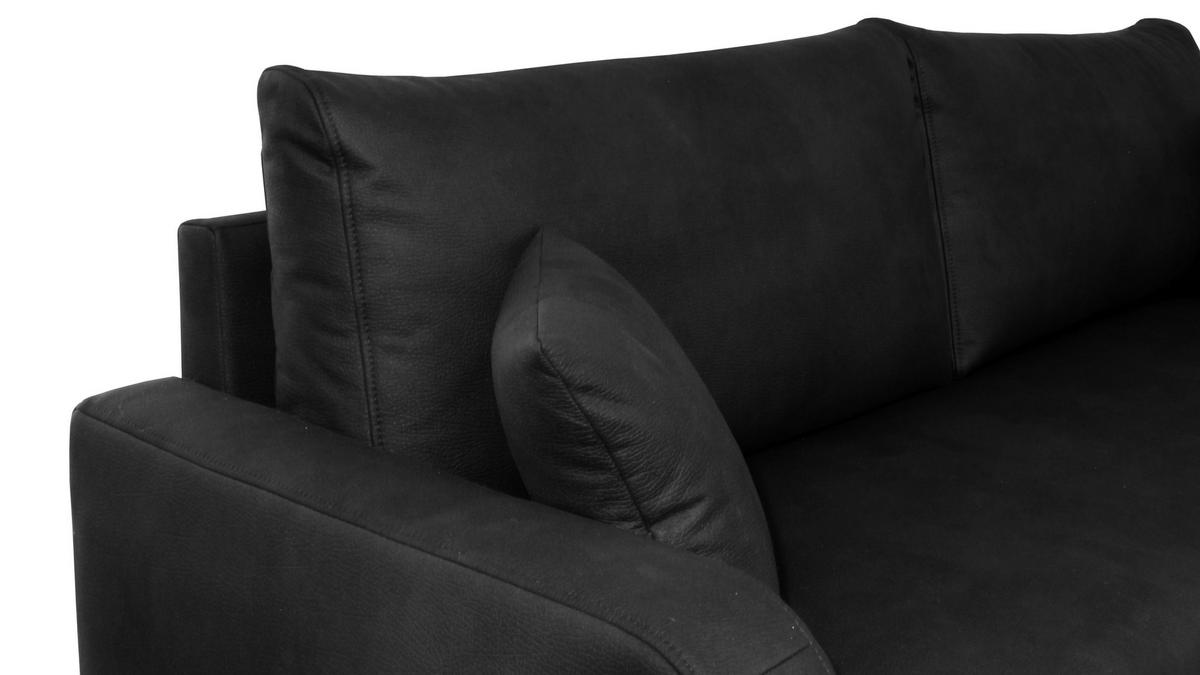 3-SITZER-SOFA in Lederlook Grau  - Schwarz/Grau, Konventionell, Holz/Textil (228/96/97cm) - Carryhome