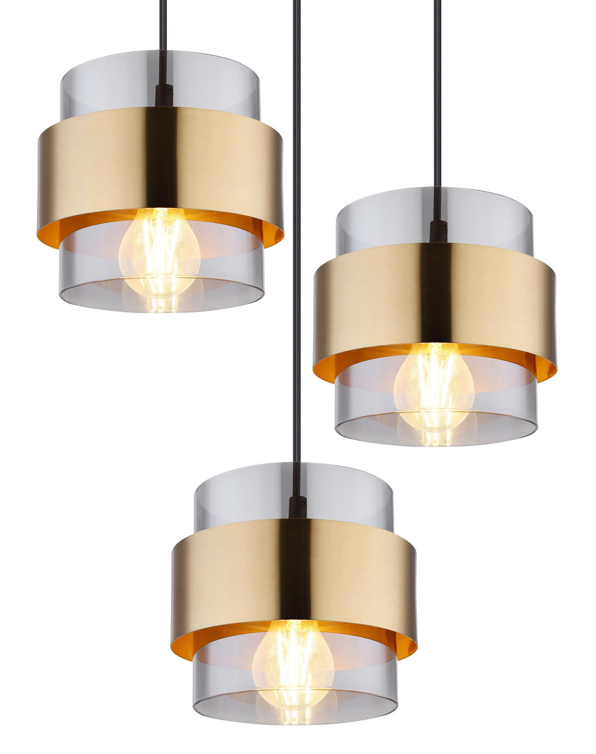 HÄNGELEUCHTE 103/31,5/120 cm   - Klar/Messingfarben, Design, Glas/Metall (103/31,5/120cm) - Globo
