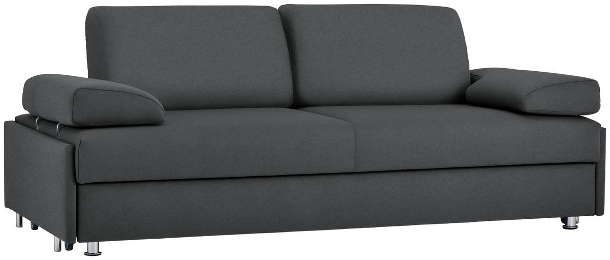 SCHLAFSOFA in Textil Anthrazit  - Chromfarben/Anthrazit, Design, Textil/Metall (212/84/100cm) - Bali
