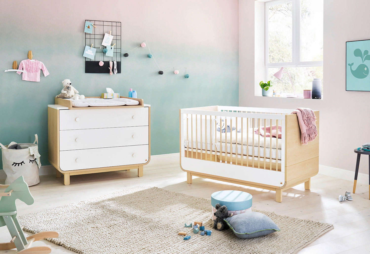BABYZIMMER PINOLINO ROUND  - Ahornfarben/Weiß, Design - Pinolino