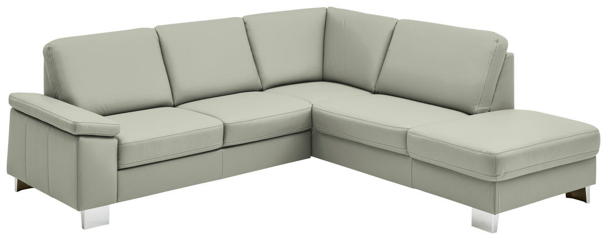 ECKSOFA  in Echtleder Silberfarben  248/235 cm  - Silberfarben/Alufarben, Design, Leder/Metall (248/235cm) - Beldomo Premium