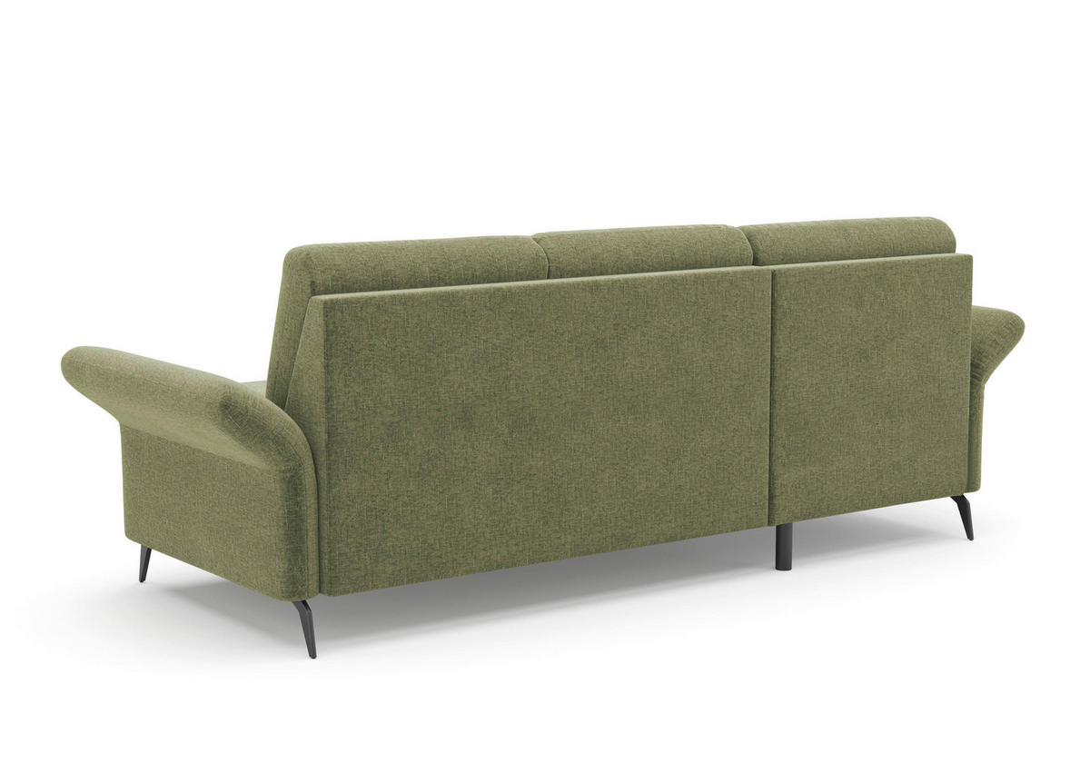 ECKSOFA ROCHELLE E Hellgrün Flachgewebe  - Schwarz/Hellgrün, KONVENTIONELL, Textil/Metall (164/251cm) - Sit & More