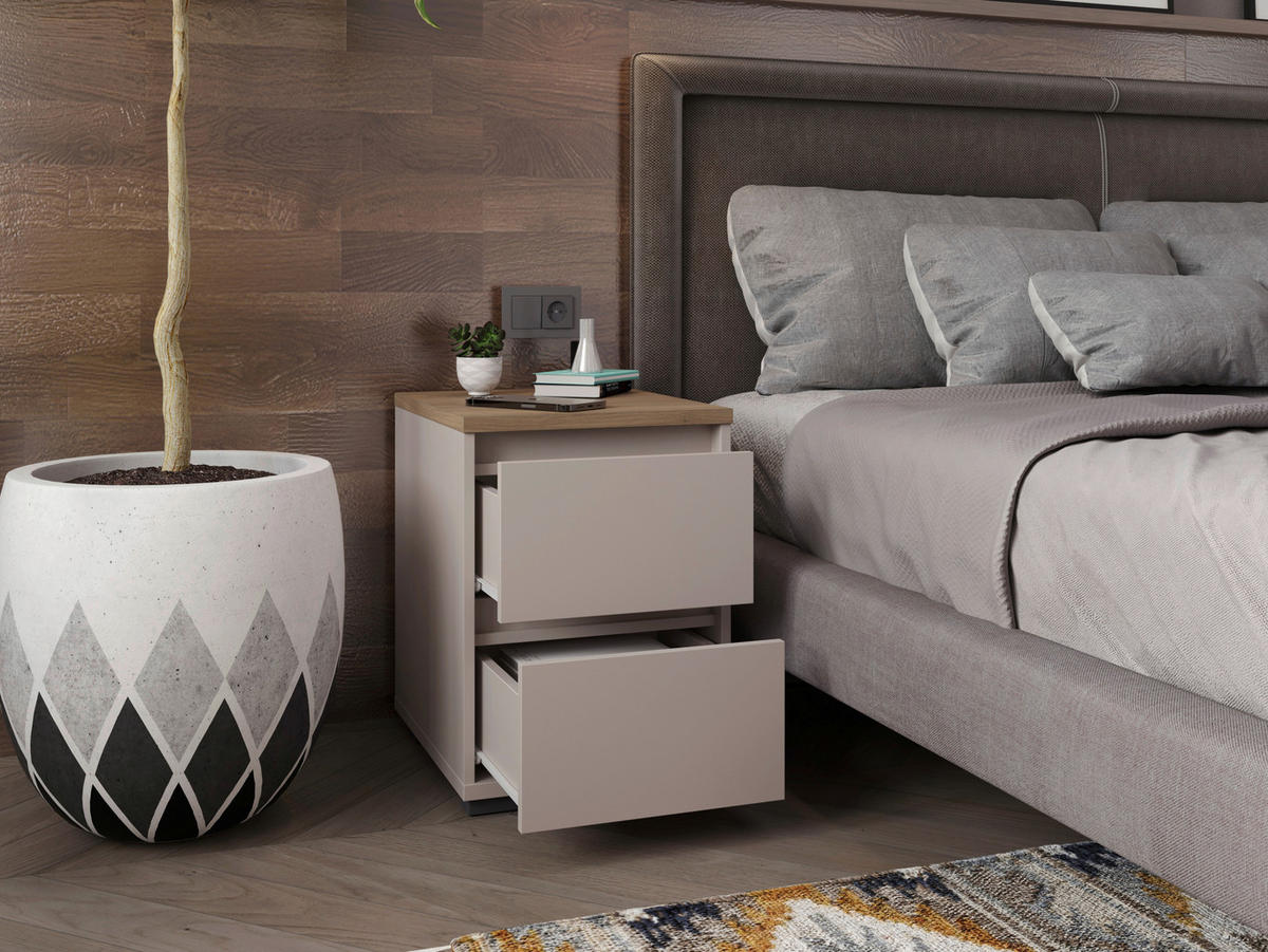 NACHTSCHRANK 40,1/54,8/48 cm  - Kaschmir/Eichefarben, Design, Holzwerkstoff/Kunststoff (40,1/54,8/48cm) - Carryhome