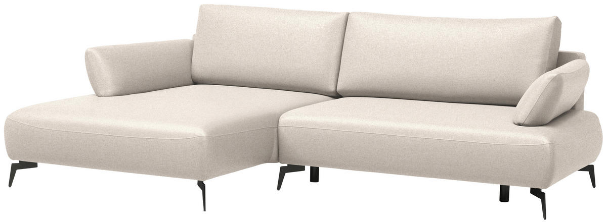 ECKSOFA Struktur Sandfarben  - Sandfarben/Schwarz, Design, Textil/Metall (186/284cm) - Lomoco