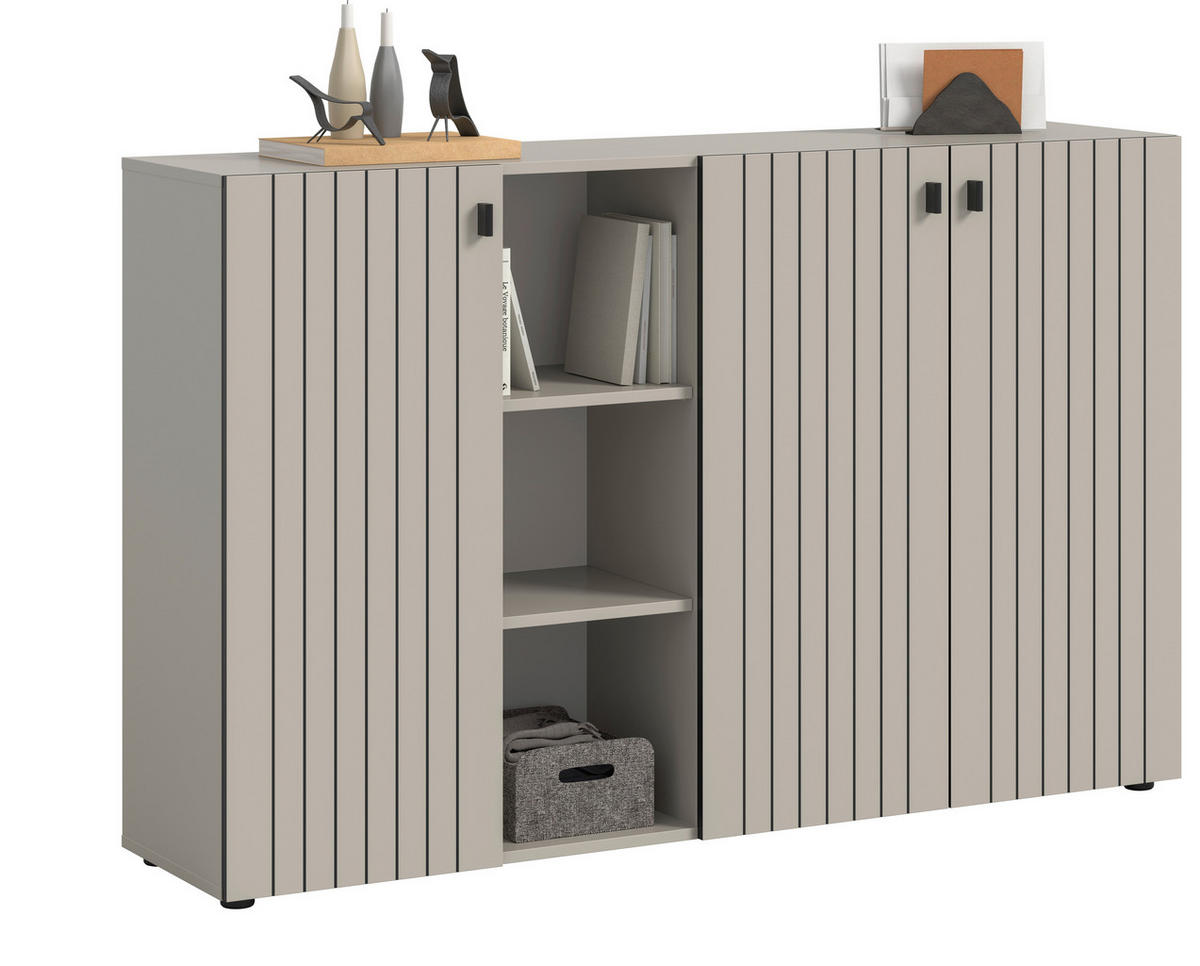 KOMMODE  in 70/192/37 cm  - Kaschmir/Schwarz, Design, Holzwerkstoff/Kunststoff (70/192/37cm) - MID.YOU