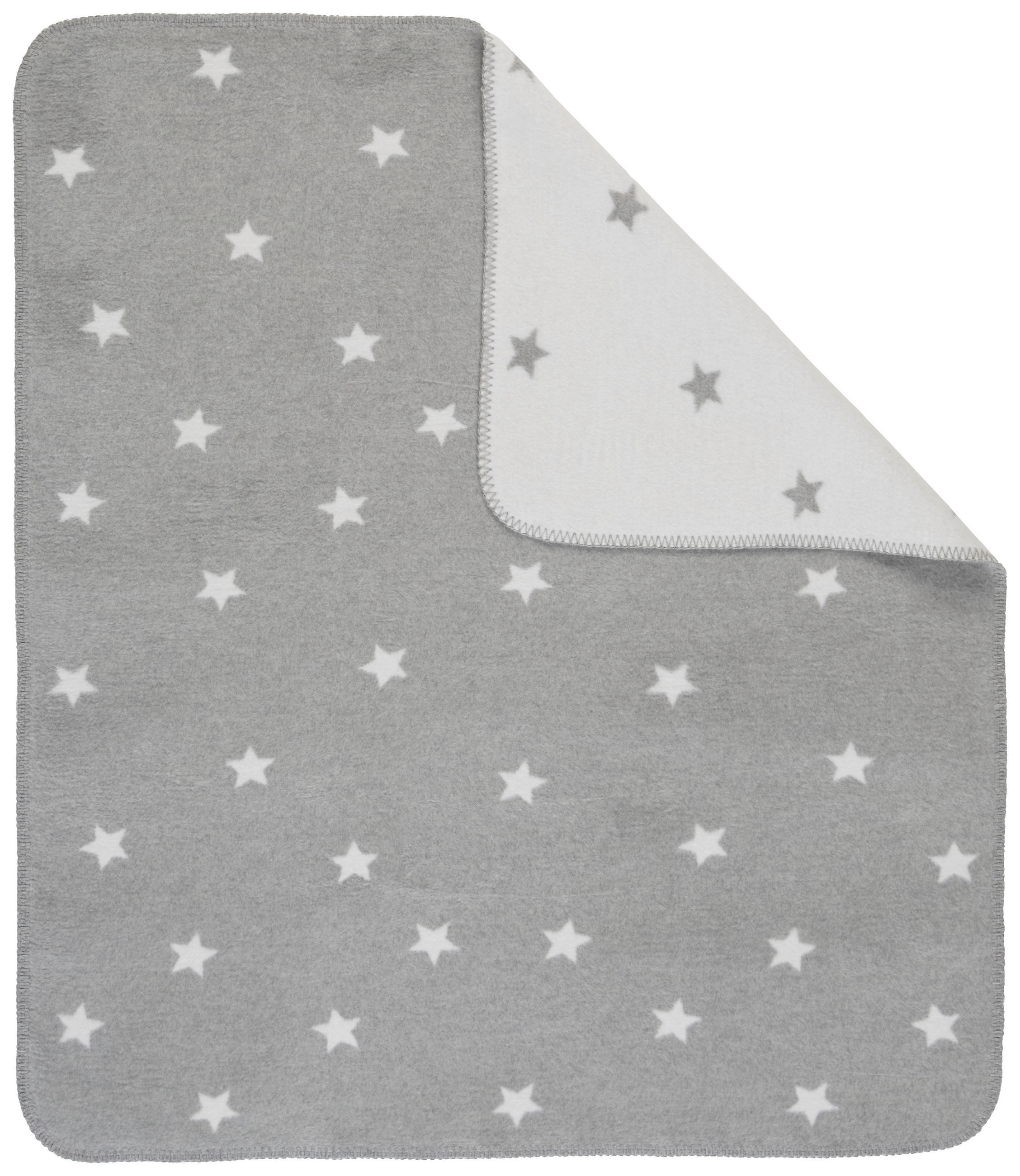 SCHMUSEDECKE Sterne 75/100 cm - Weiss/Hellgrau, Trend, Textil (75/100cm) - Patinio