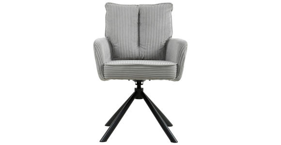 ARMLEHNSTUHL in Eisen Cord - Hellgrau/Schwarz, Design, Textil/Metall (61/90/67cm) - Carryhome