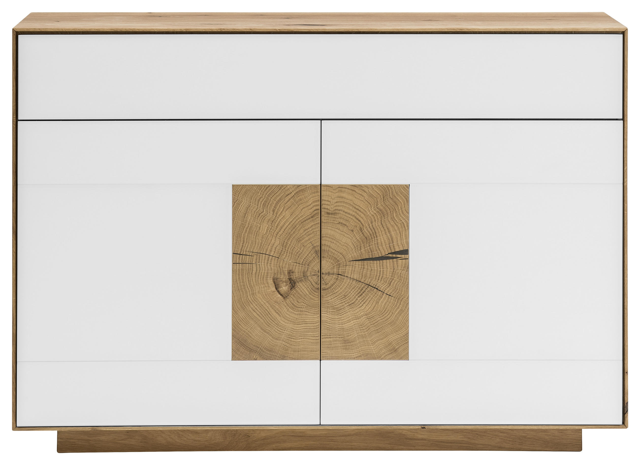 SIDEBOARD  in 120/87/40 cm  - Eichefarben/Weiß, MODERN, Glas/Holz (120/87/40cm) - Linea Natura