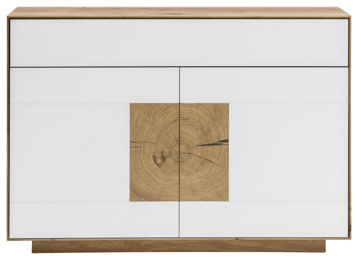 SIDEBOARD  in 120/87/40 cm  - Eichefarben/Weiß, MODERN, Glas/Holz (120/87/40cm) - Linea Natura