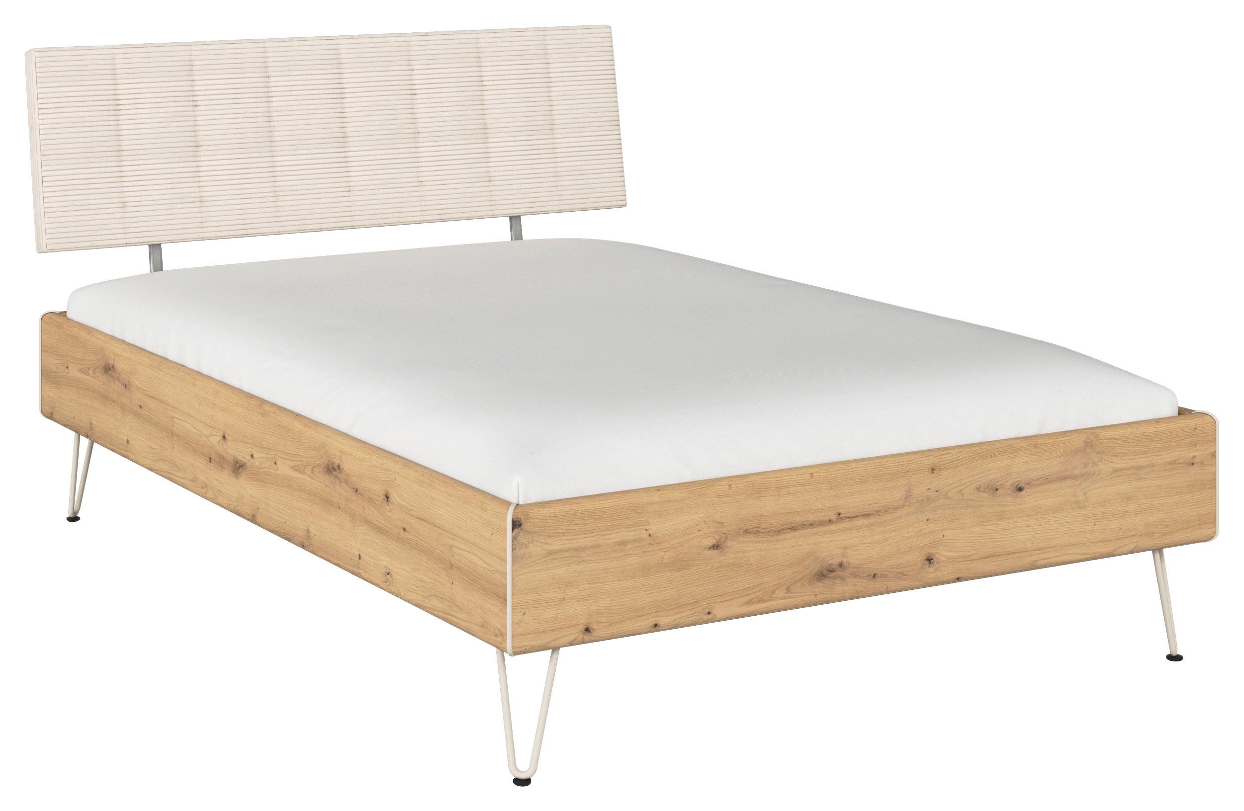 BETT 140/200 cm  in Eiche Artisan  - Champagner/Eiche Artisan, Design, Textil/Metall (140/200cm) - Carryhome