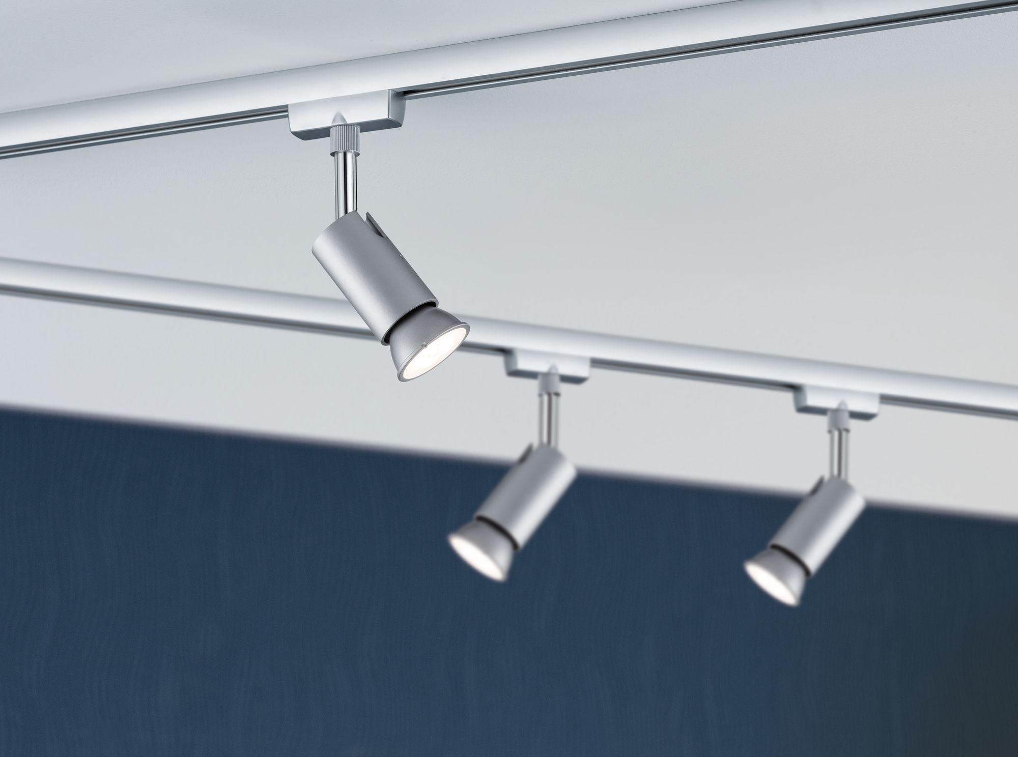SCHIENENSYSTEM-STRAHLER   - Chromfarben, Design, Metall (5,8/11/6,6cm) - Paulmann