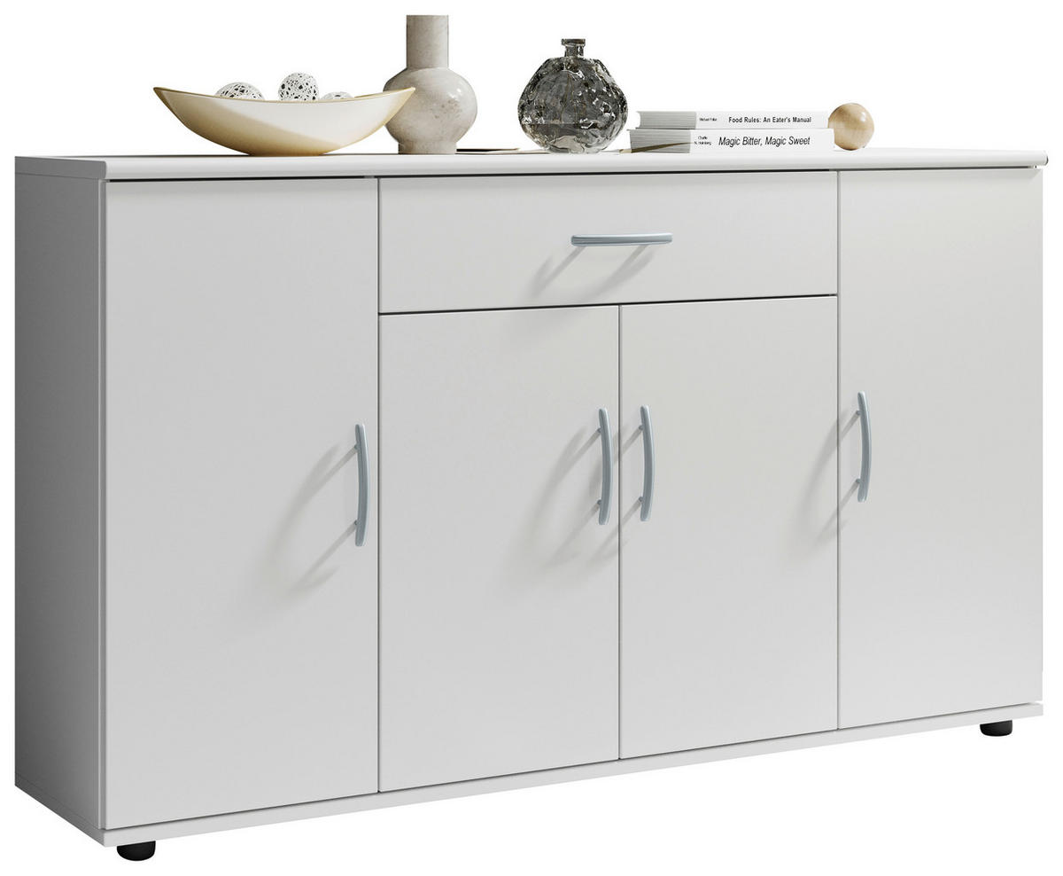 KOMODA  118/70/30 cm  bela  - bela/srebrna, Konvencionalno, pločasti materijal/plastika (118/70/30cm) - Carryhome