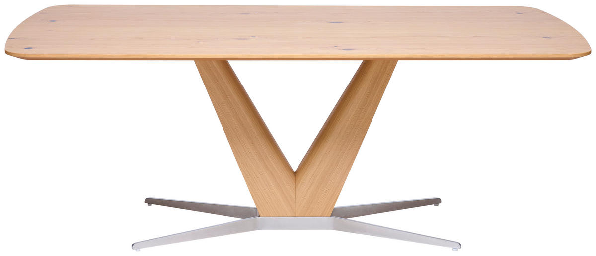ESSTISCH 200/100/76 cm Echtholz  Holz, Metall in verschiedenen Größen erhältlich, in verschiedenen Holzarten erhältlich, Variantenauswahl rechteckig Edelstahlfarben, Eiche Bianco  - Eiche Bianco/Edelstahlfarben, Design, Holz/Metall (200/100/76cm) - Koinor
