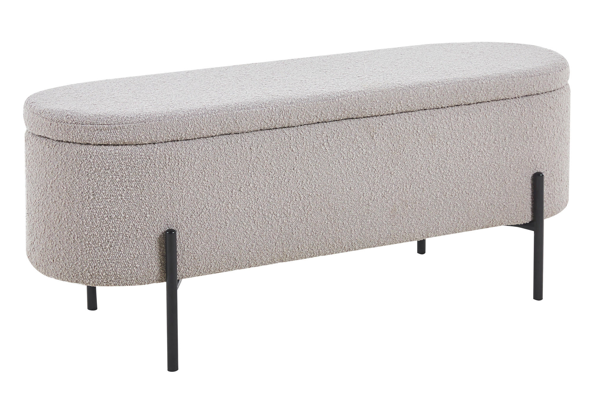 BETTBANK Bouclé Taupe  - Taupe/Schwarz, MODERN, Textil/Metall (110/44/40cm) - Livetastic