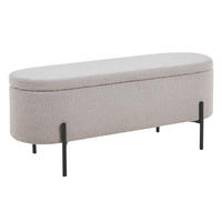 HOCKERBANK Bouclé Taupe  - Taupe/Schwarz, MODERN, Textil/Metall (110/44/40cm) - Livetastic