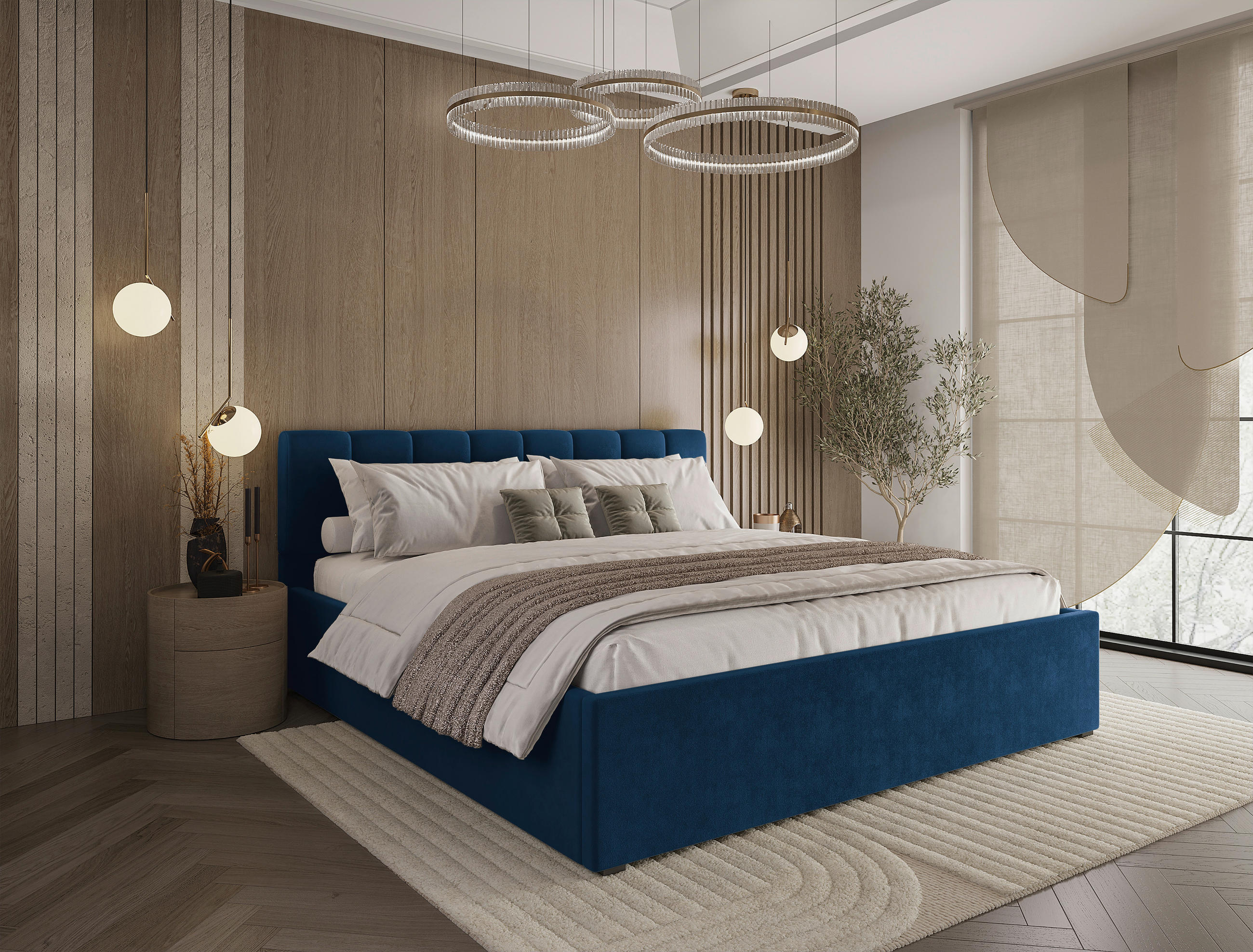 POLSTERBETT Lattenrost, Bettkasten Royalblau 180/200 cm  - Royalblau/Schwarz, Design, Holz/Kunststoff (180/200cm) - Stylife