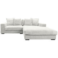 ECKSOFA in Cord Weiß  285/195 cm  - Schwarz/Weiß, Design, Kunststoff/Textil (285/195cm) - MID.YOU