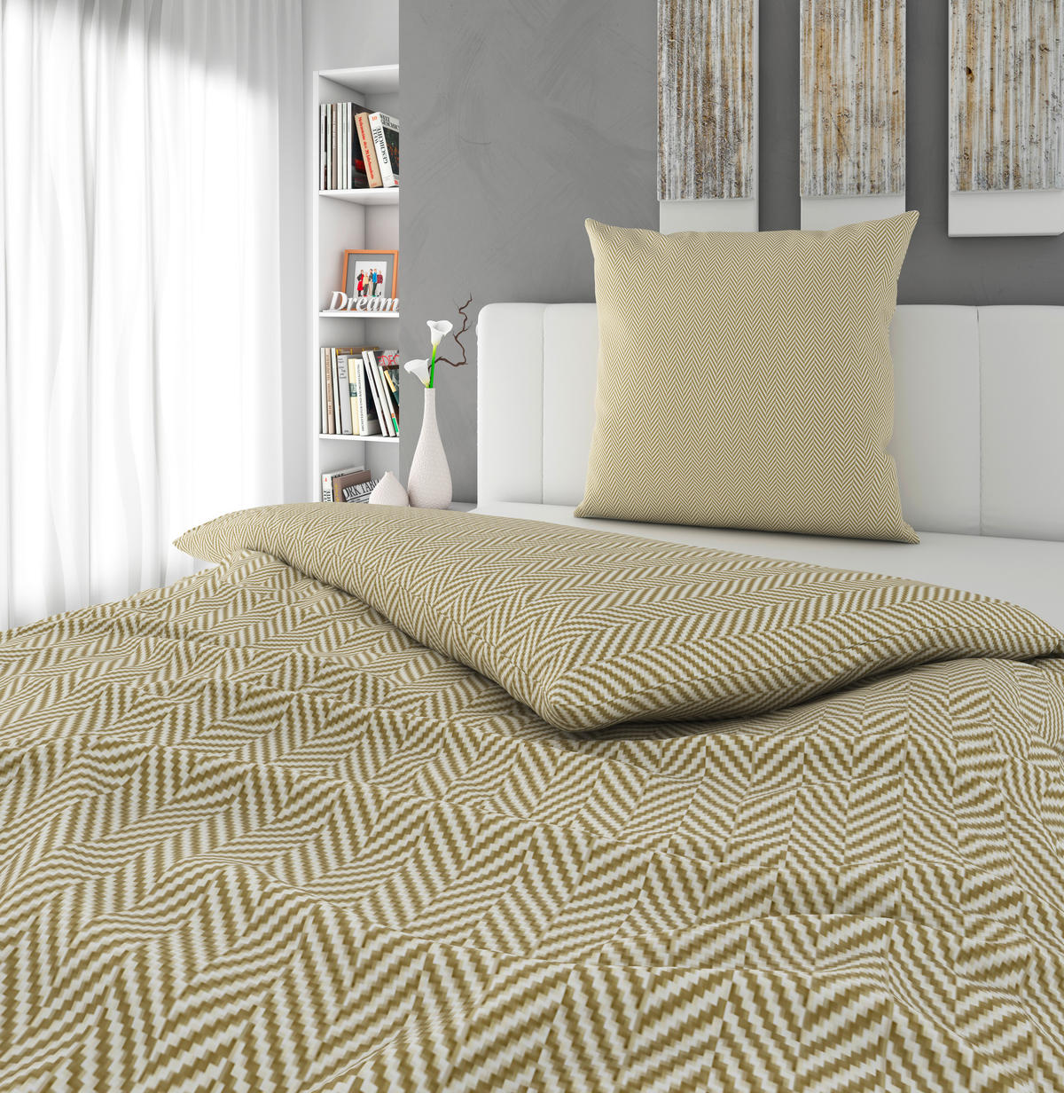 BETTWÄSCHE Flanell 155/220 cm  - Sandfarben/Weiß, Textil (155/220cm) - Novel